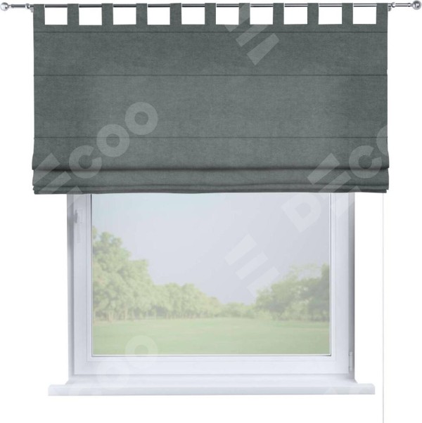 Римская штора на петлях «Кортин», ткань вельвет серый