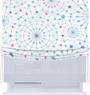 Римская штора «Кортин», день-ночь с мягкими складками, «Круги и линии»