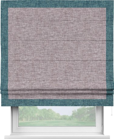 Римская штора «Кортин» для проёма, рогожка димаут розовый кварц, с кантом Чесс