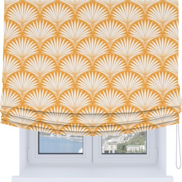 Римская штора Soft с мягкими складками, «Арт-деко листья желтый»