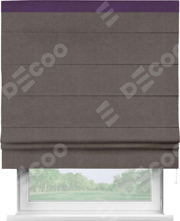 Римская штора «Кортин» с кантом Кинг, для проема, ткань вельвет коричневый