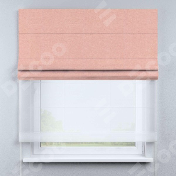 Римская штора «Кортин» день-ночь, ткань лён розовый