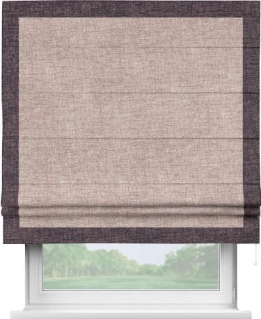 Римская штора «Кортин» для проёма, рогожка димаут пыльный розовый, с кантом Чесс