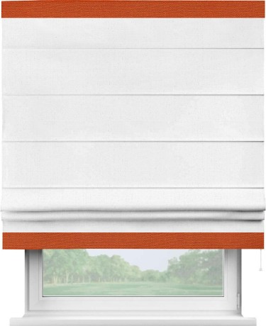 Римская штора «Кортин» с кантом Горизонт, для проема, лён цвет белый