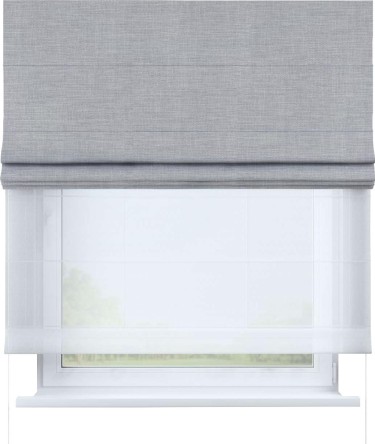 Римская штора «Кортин» день-ночь, ткань лён серый