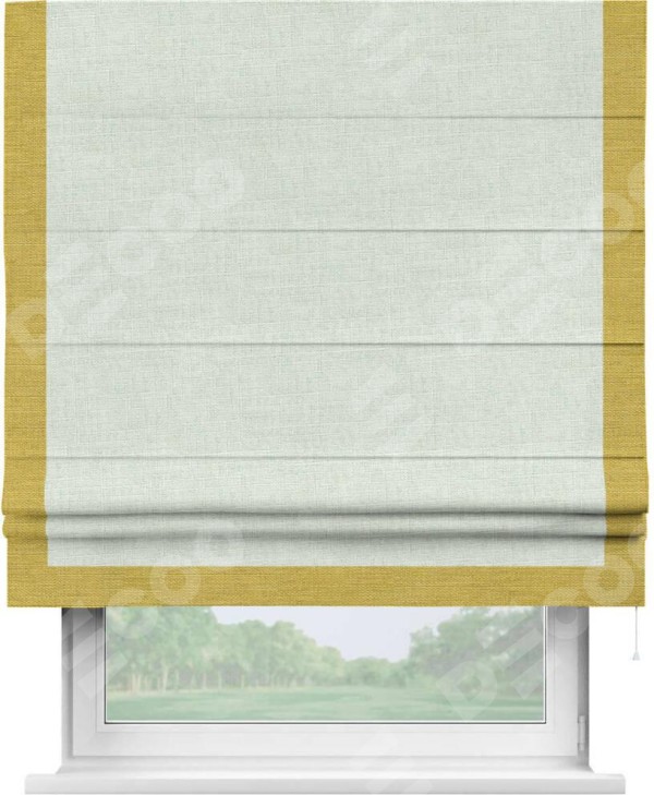 Римская штора «Кортин» для проёма, лён топлёное молоко, с кантом Виктория