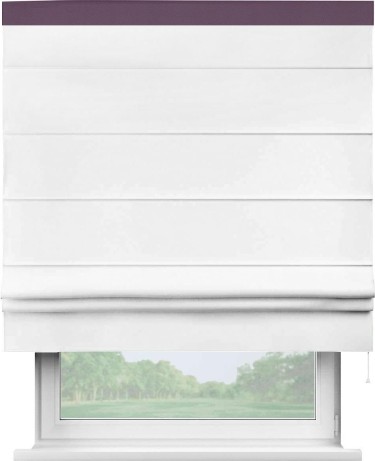 Римская штора «Кортин» с кантом Кинг, для проема, ткань однотонная белоснежная