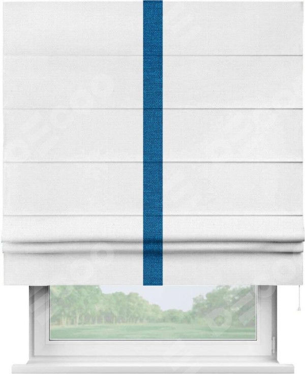 Римская штора «Кортин» с кантом Хайвэй, для проема, ткань лён белый