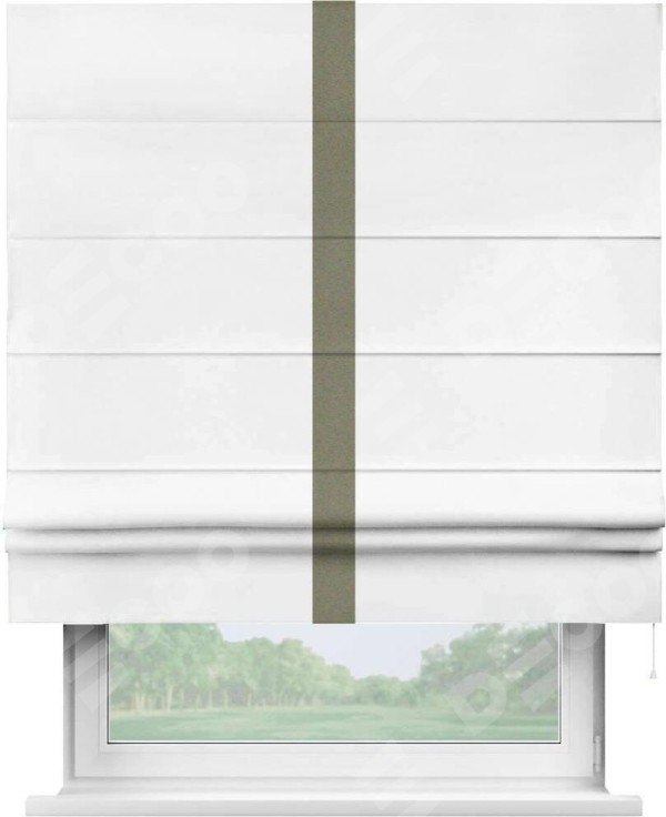 Римская штора «Кортин» с кантом Хайвэй, для проема, ткань однотонная белоснежная