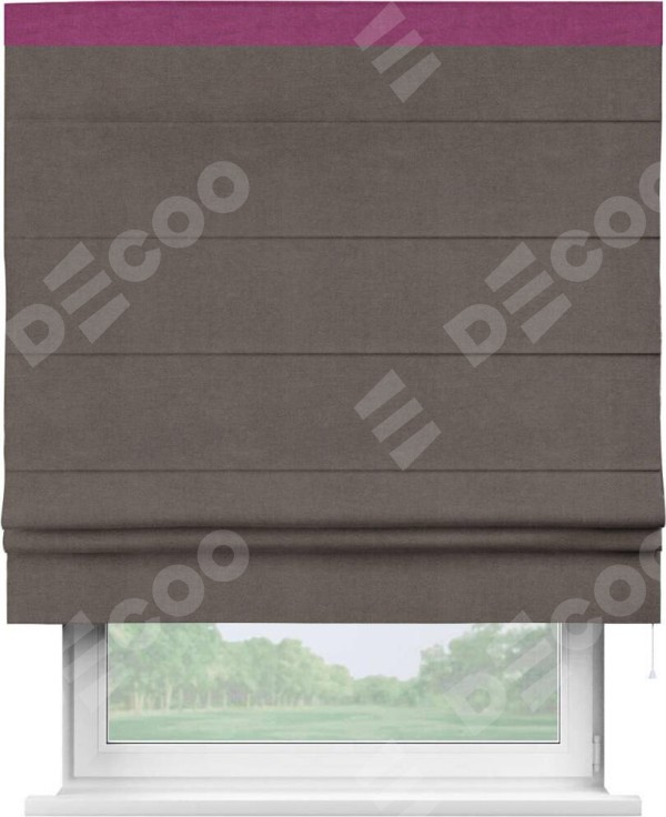Римская штора «Кортин» с кантом Кинг, для проема, ткань вельвет коричневый