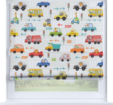 Римская штора «Кортин» на створку «Дорожные правила»
