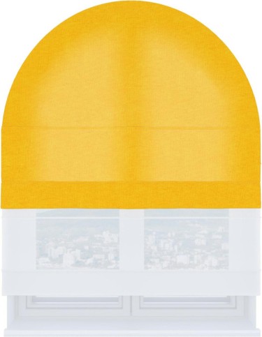 Римская штора «Кортин», канвас желтый, день-ночь для арочного проёма