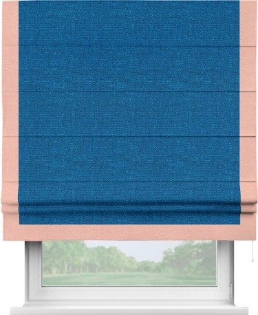 Римская штора «Кортин» с кантом Виктория, для проема, ткань лён синий