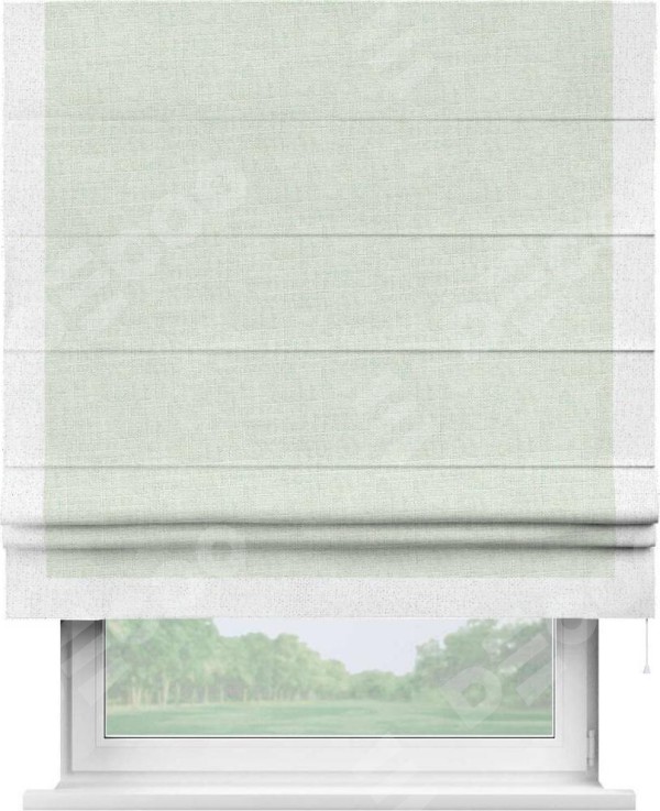 Римская штора «Кортин» для проёма, лён топлёное молоко, с кантом Виктория