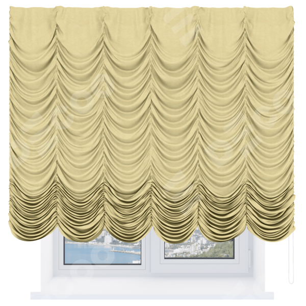 Французская штора «Кортин», софт однотонный золотой