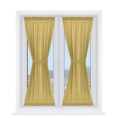 Штора песочные часы лён горчичный