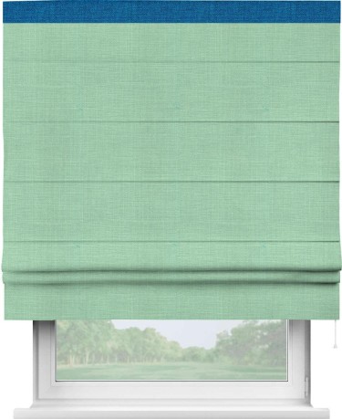 Римская штора «Кортин» с кантом Кинг, для проема, ткань лён светло-бирюзовый