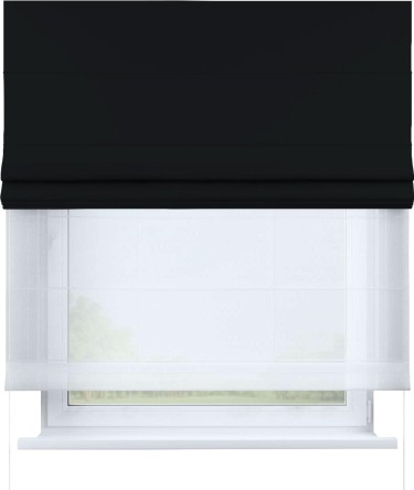 Римская штора «Cortin», блэкаут однотонный черный, день-ночь