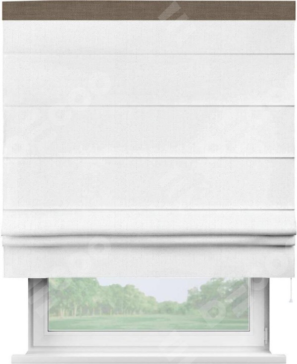 Римская штора «Кортин» с кантом Кинг, для проема, лён белоснежный