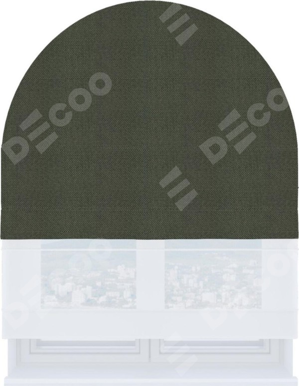 Римская штора «Кортин» день-ночь для арочного проёма, ткань лён димаут графит