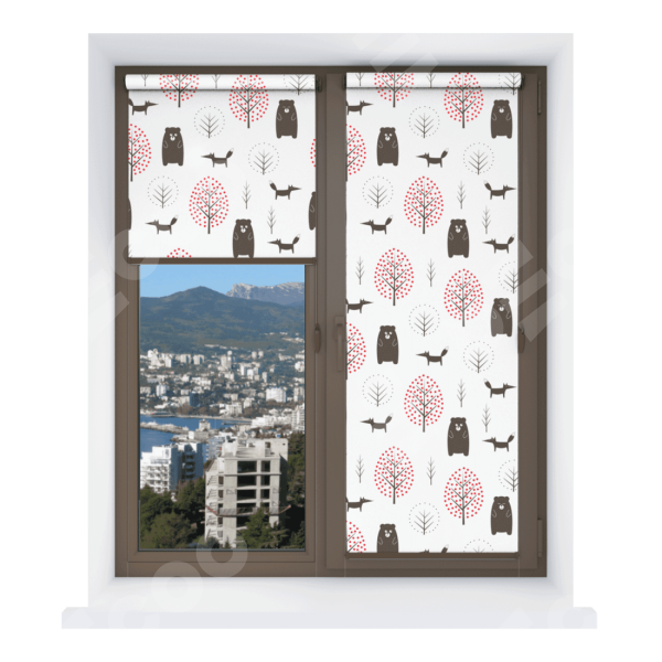 Рулонная штора Мини с принтом Сканди лес