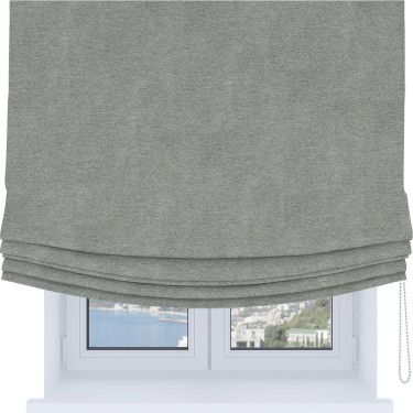 Римская штора Soft с мягкими складками, ткань твид блэкаут светло-серый