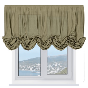 Австрийская штора «Кортин», ткань лён, цвет коричневый