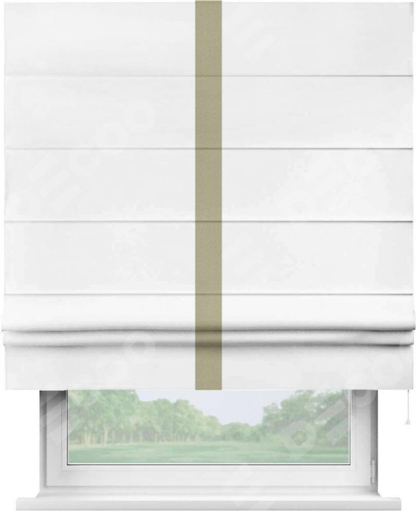 Римская штора «Кортин» с кантом Хайвэй, для проема, ткань однотонная белоснежная