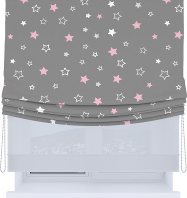 Римская штора «Кортин», день-ночь с мягкими складками, «Розовый звездопад»