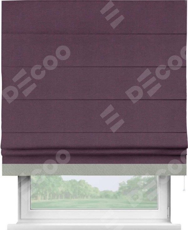 Римская штора «Кортин» с кантом Джестер, для проема, ткань лён димаут, фиолетовый