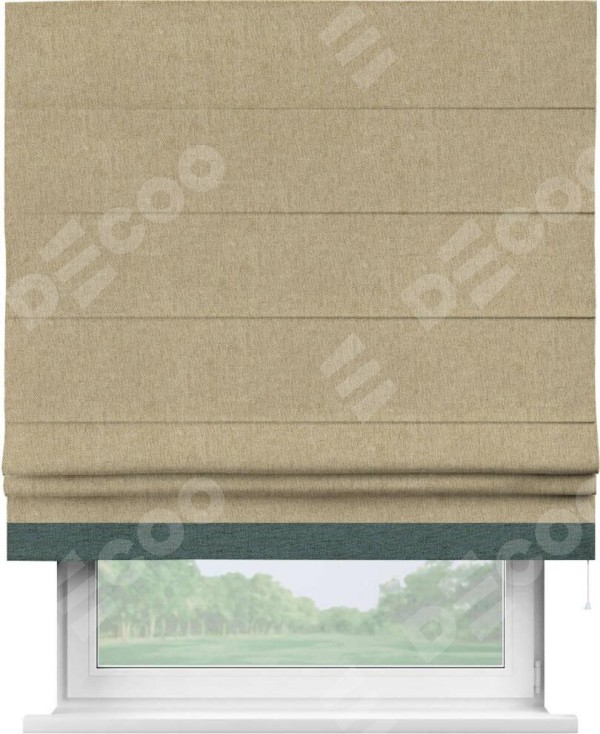 Римская штора «Кортин» с кантом Джестер, для проема, ткань стиф димаут бежевый