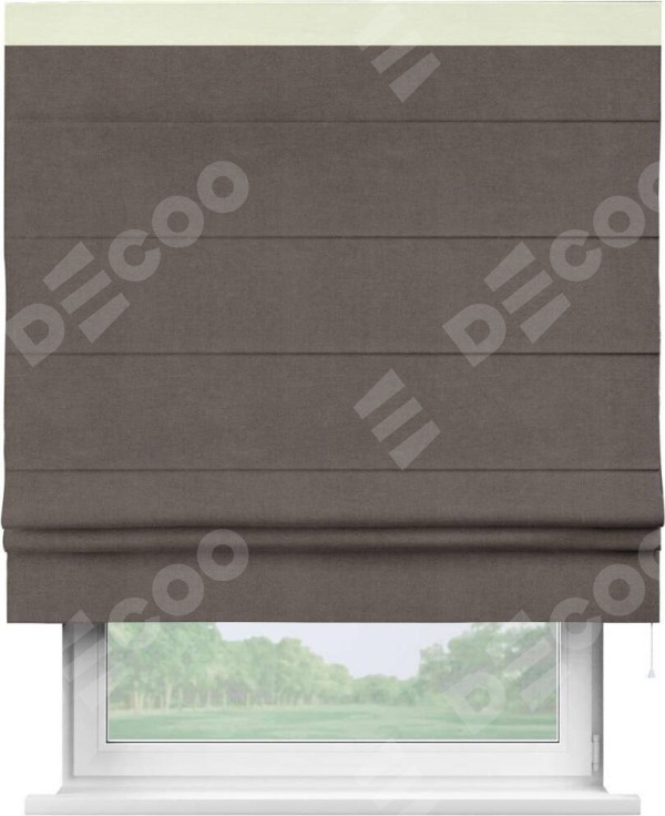 Римская штора «Кортин» с кантом Кинг, для проема, ткань вельвет коричневый