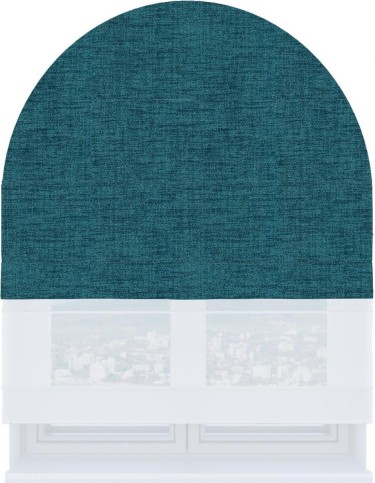 Римская штора «Кортин» день-ночь для арочного проёма, ткань рогожка димаут синий