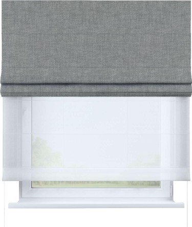 Римская штора «Кортин» день-ночь, ткань рогожка димаут, тёмно-серый