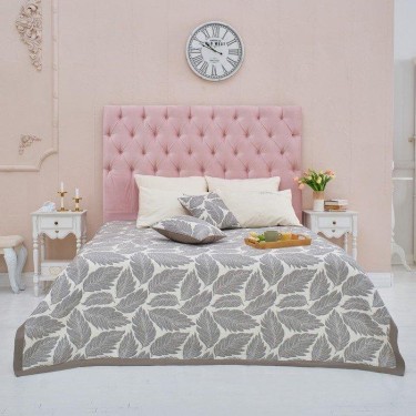 Покрывало хлопковое Этель «Листопад» 220х240 см, цвет серый, 100% хлопок, 300гр/м2