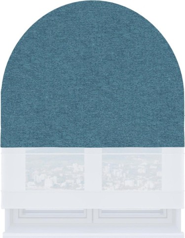 Римская штора «Кортин» день-ночь для арочного проёма, ткань твид блэкаут светло-синий