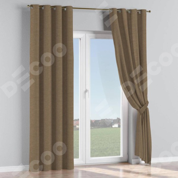 Комплект штор на люверсах лён светло-коричневый