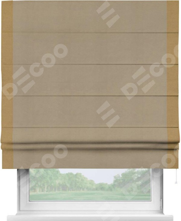 Римская штора «Кортин» с кантом Стрим Дуо, для проема, ткань вельвет кофейный