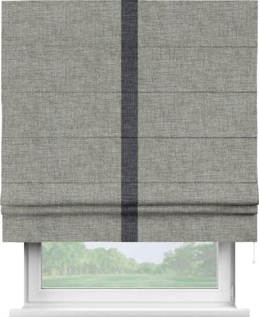 Римская штора «Кортин» для проёма, рогожка димаут серый дуб, с кантом Хайвэй