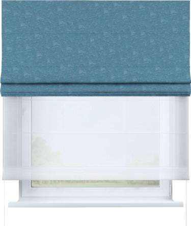 Римская штора «Кортин», софт мрамор голубой, день-ночь