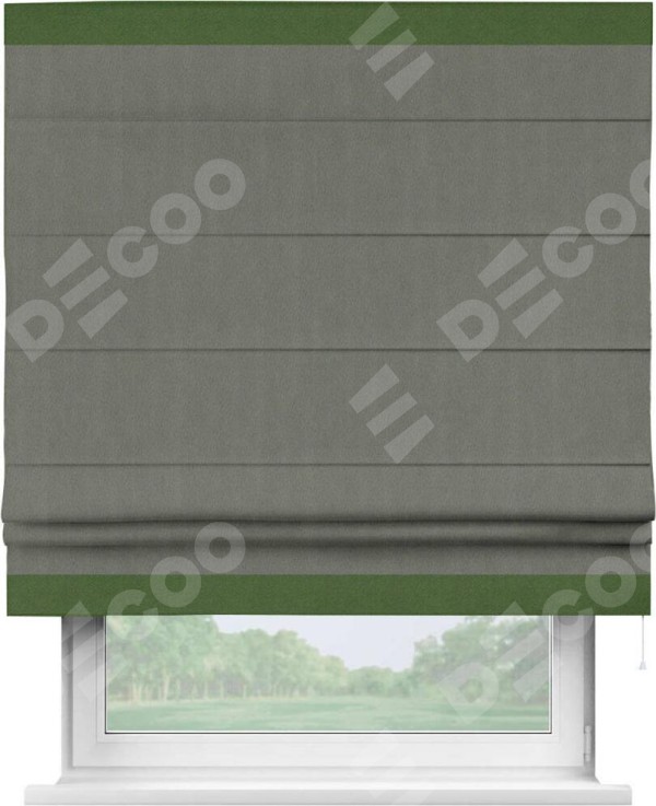 Римская штора «Кортин» с кантом Горизонт, для проема, ткань блэкаут однотонный тёмно-серый