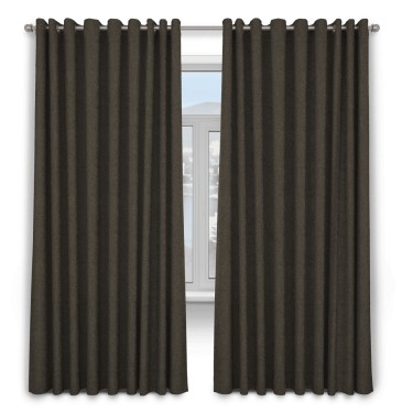 Шторы на люверсах ткань твид блэкаут, тёмно-коричневый