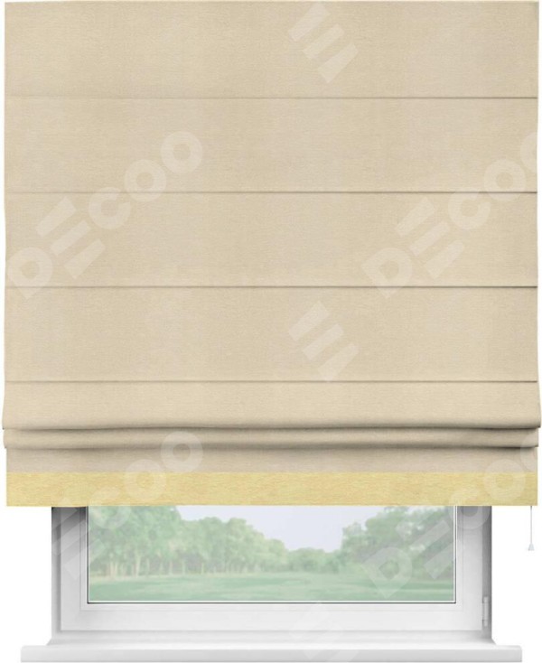 Римская штора «Кортин» с кантом Джестер, для проема, ткань софт однотонный бежевый лайт