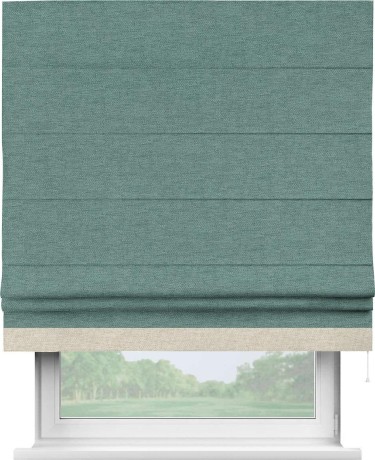 Римская штора «Кортин» с кантом Джестер, для проема, ткань стиф димаут бирюзовый