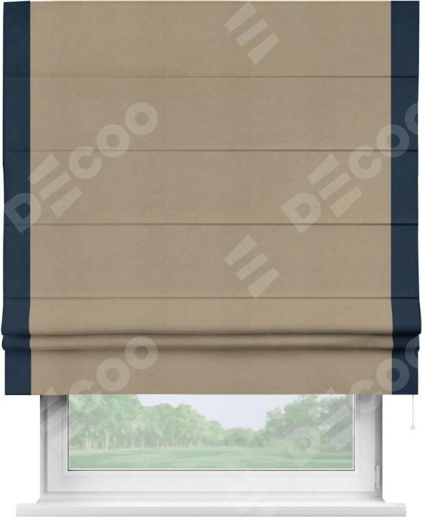 Римская штора «Кортин» с кантом Стрим Дуо, для проема, ткань вельвет кофейный