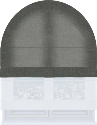 Римская штора «Кортин», канвас тёмно-серый, день-ночь для арочного проёма