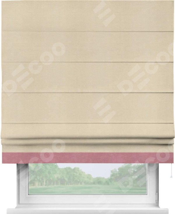 Римская штора «Кортин» с кантом Джестер, для проема, ткань софт однотонный бежевый лайт