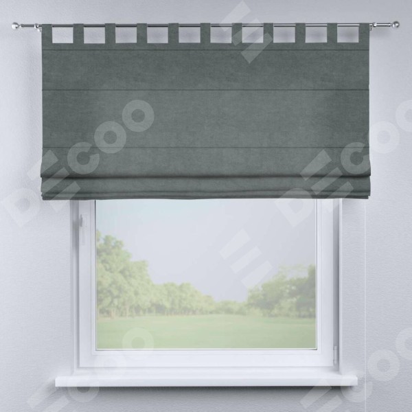 Римская штора на петлях «Кортин», ткань вельвет серый