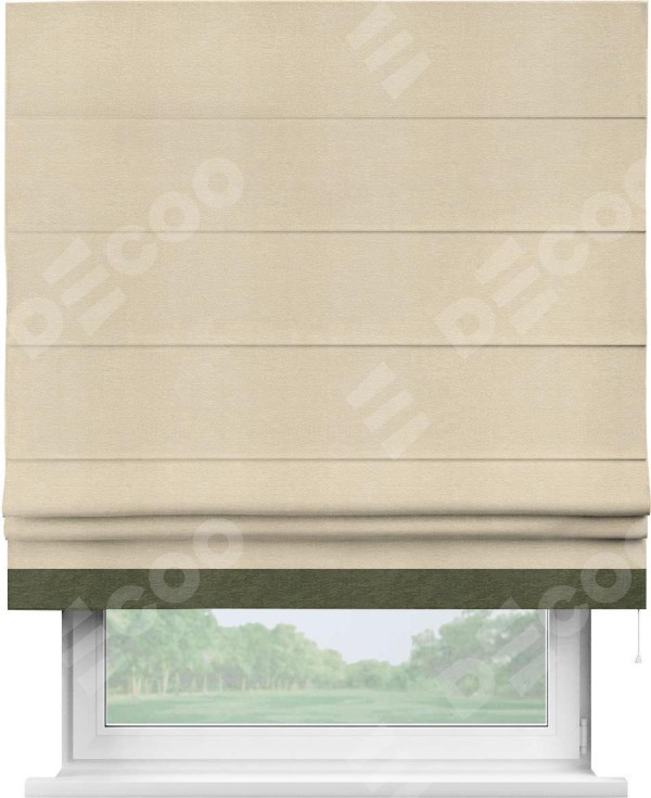 Римская штора «Кортин» с кантом Джестер, для проема, ткань софт однотонный бежевый лайт