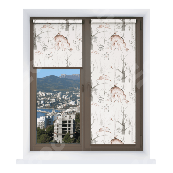 Рулонная штора Мини с принтом Скандинавский питомник